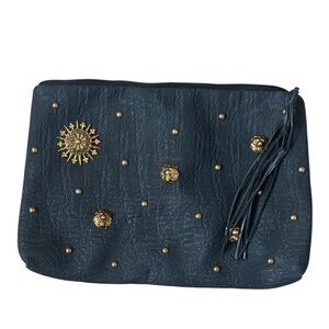 Vintage Hattie Carnegie Black Clutch with Gold Accents